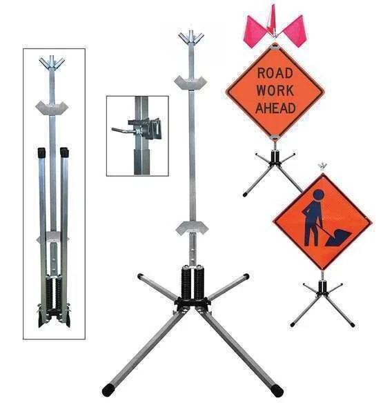 DICKE Sign Stand, Rigid and Roll-Up, Steel, 36 In, TF18-RG/RU