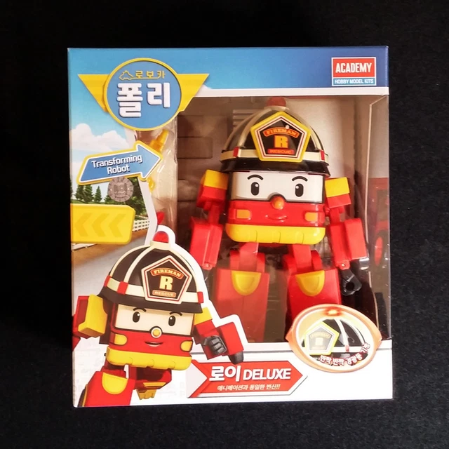 Robocar Poli DELUXE ROY Red Firetruck Transforming Robot Figure set 6" Big size