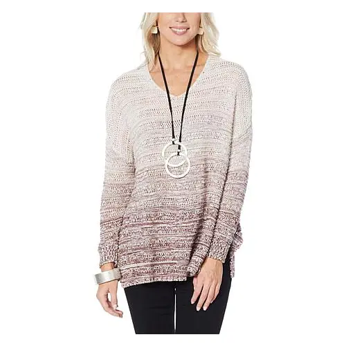 MarlaWynne Unstructured Ombré Marled Knit Sweater (Rose, S)
