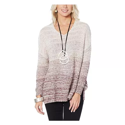 MarlaWynne Unstructured Ombré Marled Knit Sweater (Rose, S) MarlaWynne Unstructured Ombré Marled Knit Sweater (Rose, S)