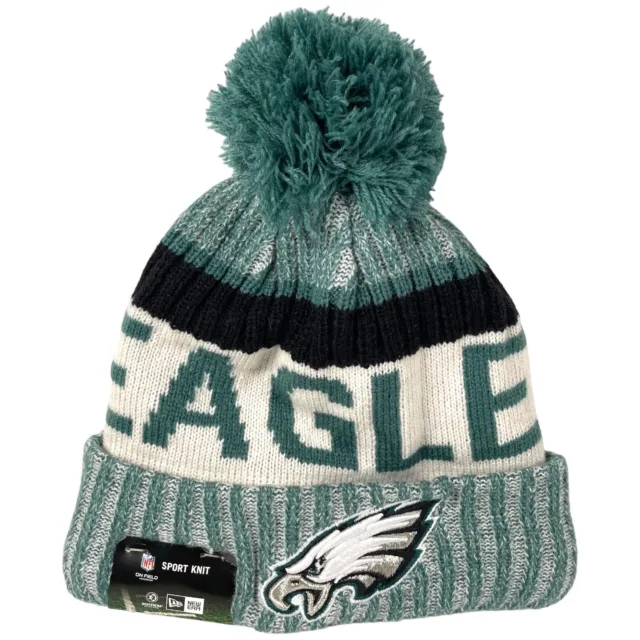 New Era NFL Philadelphia Eagles Cuffed with POM Knit Beanie Toboggan Hat NWT NEW