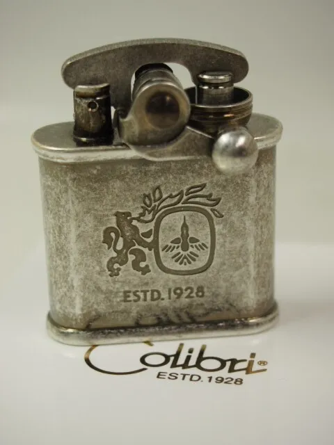 Colibri Logo Mark Nickel Silver Barrel Finish Flint Oil Lighter Made In Japan