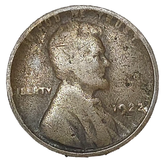 1922-D "Weak D" Lincoln Wheat One Cent Penny ~ Better Date/Scarce Variety ~ AG