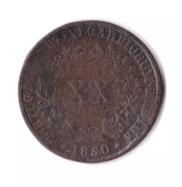 Portugal ( Maria II ) : 20 Reis 1850 ( Copper )