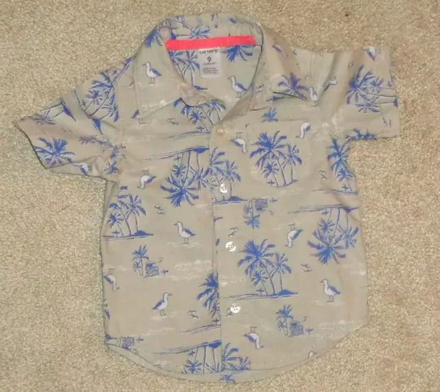 Carters Baby Boys Hawaiian Shirt Button Up Collar Short Sleeve 9 Months