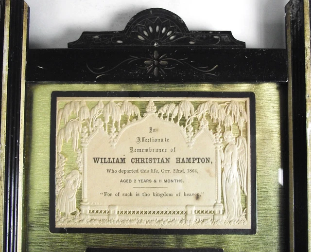 ANTIQUE 1862 VICTORIAN MOURNING CARD Funeral Memorial CUT PAPER EASTLAKE FRAME 2