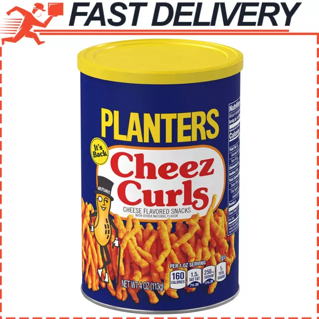 Planters Cheez Curls Cheese Flavored Snacks, 4 oz Resealable Canister