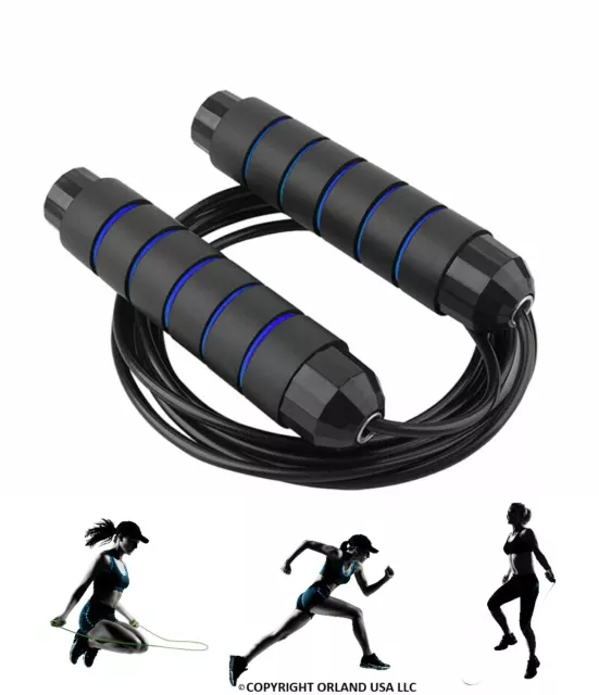 Jump Rope Skipping Aerobic Exercise Adjustable Bearing Speed Fitness Gym-Blue