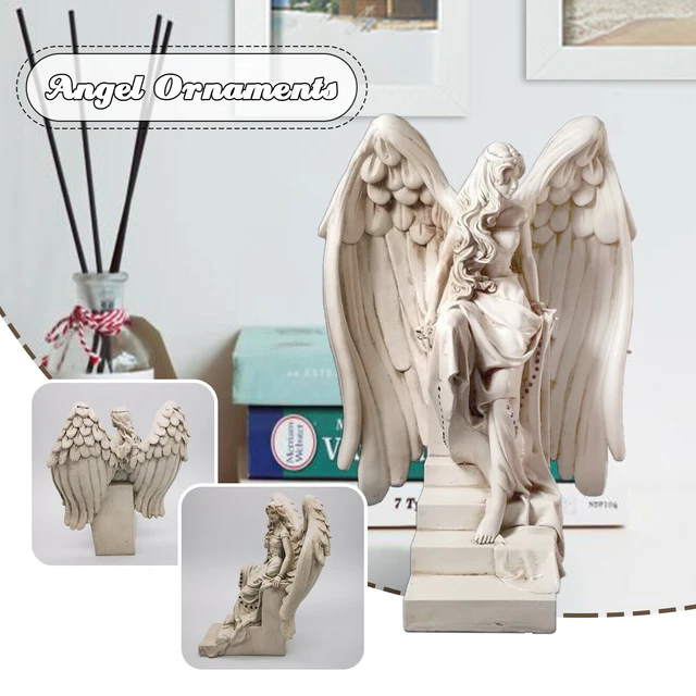 ANGEL CHERUB STATUES Sculpture Solar Lantern Outdoor Garden Yard