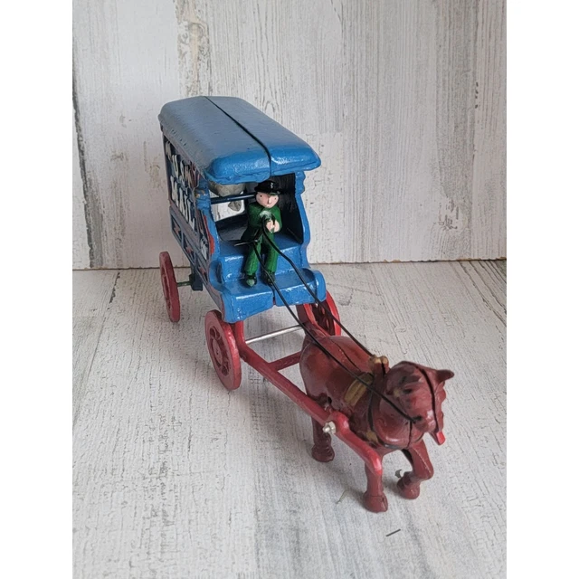 VINTAGE CAST IRON US mail horse drawn wagon figure collectible 34.75