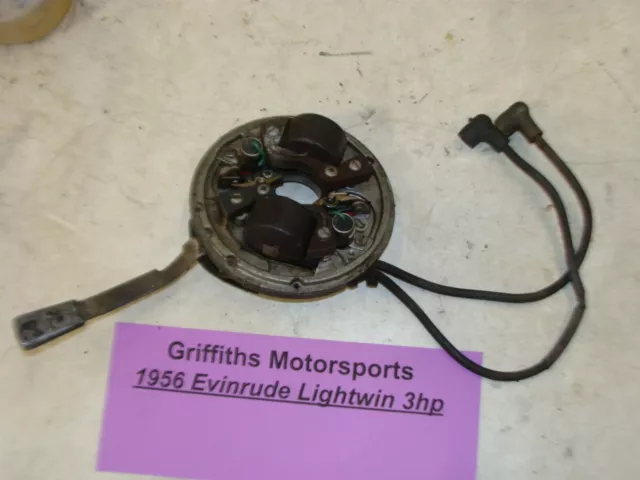 1956 EVINRUDE LIGHTWIN outboard boat motor 3hp ignition coil points plate armatu