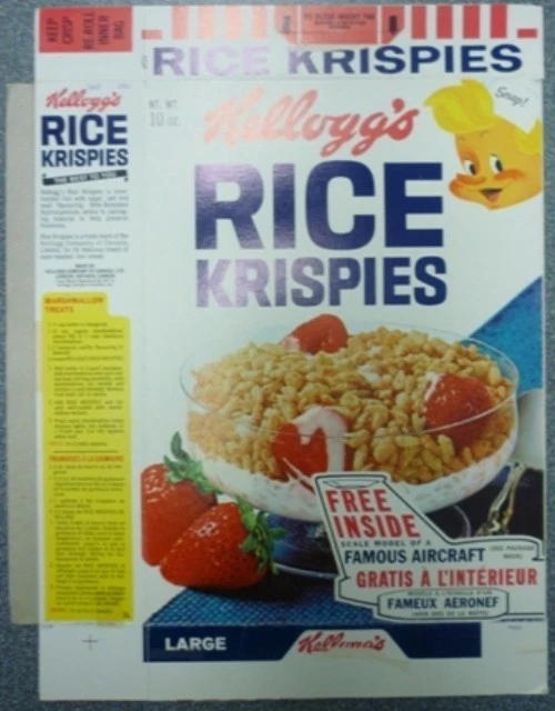 1967 KELLOGG’S RICE Krispies Free Famous Aircraft Cereal Box 166.76