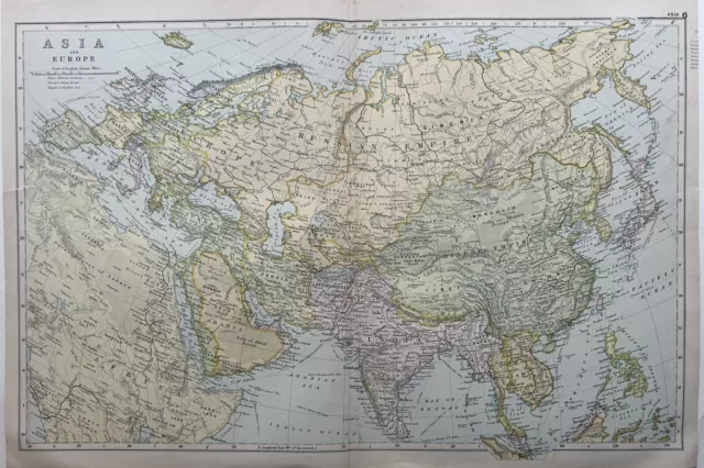 1902 Asia Antique Map by G.W. Bacon over 120 Years Old