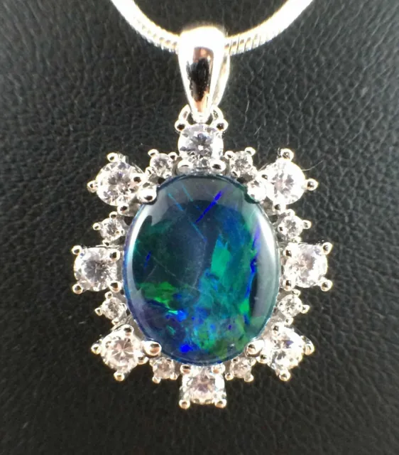 Grand pendentif collier unique en opale triplet plaqué or 18 carats avec...