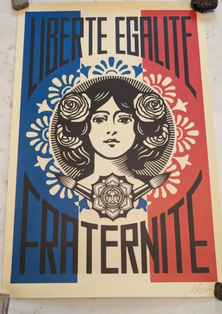 SHEPARD FAIREY(OBEY) Liberté Egalité Fraternité LITHOGRAPHIE ORIGINALE SIGNEE