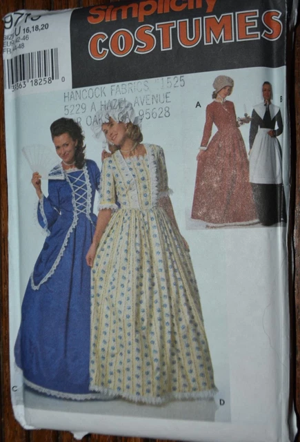 McCall's 9713 Misses History Reenactments Puritan 18th 19th Century Sz 16 18 20