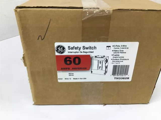 General Electric Safety Switch TH3362TR Heavy Duty Fusible 3 Pole 60A