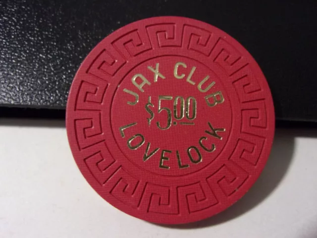 JAX CLUB HOTEL CASINO $5 hotel casino gaming poker chip - Lovelock, NV