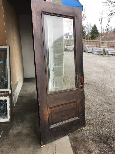 MAR 292 antique oak beveled glass entrance door three-quarter view 35.5 x 83.25