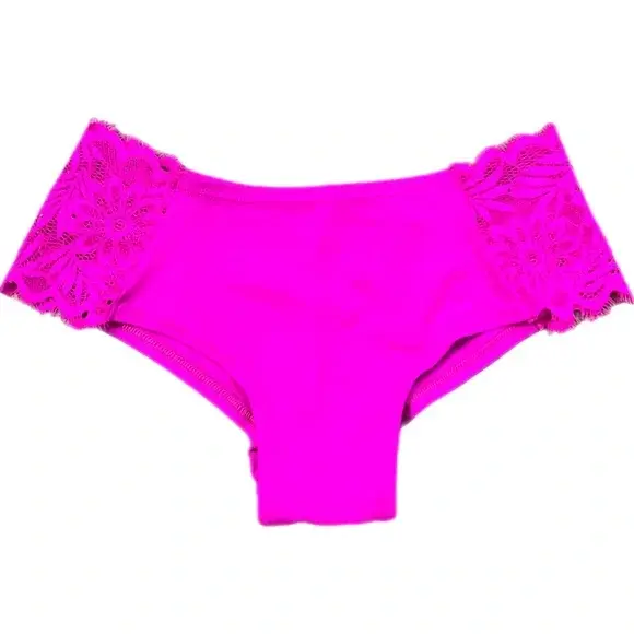 PINK Victorias Secret Nwt Beach Orchid Pink Sheer Ruched Back Cheekster Panty  XL