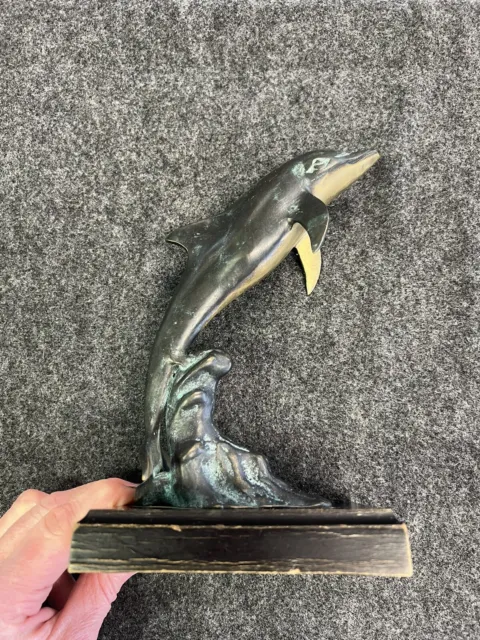 San Pacific International SPI Metal Bronze Dolphin Sculpture