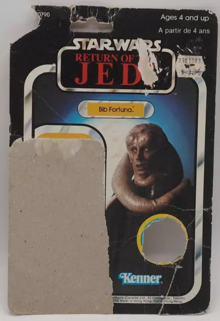 Vintage Star Wars Bavoir Fortuna 65 A Arrière Cardback Kenner Canada