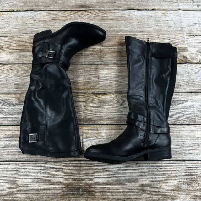 Baretraps Yalina 2 Wide Calf Boots Women Size 8.5 Side Zip Black Boots - NEW