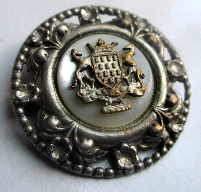 Broche Vintage Armoiries Lion Couleur Or - Fermoir à Pompe, Bijou Ancien Numéro 5324, Parfait état
