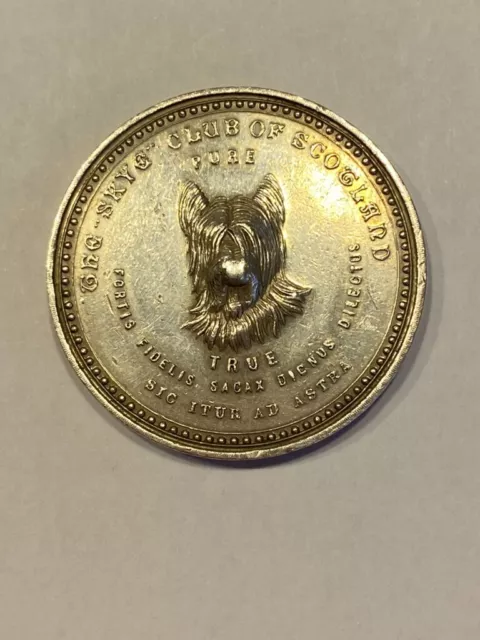 Antique Very Rare Silver Skye Terrier Dog Show Medal 1890