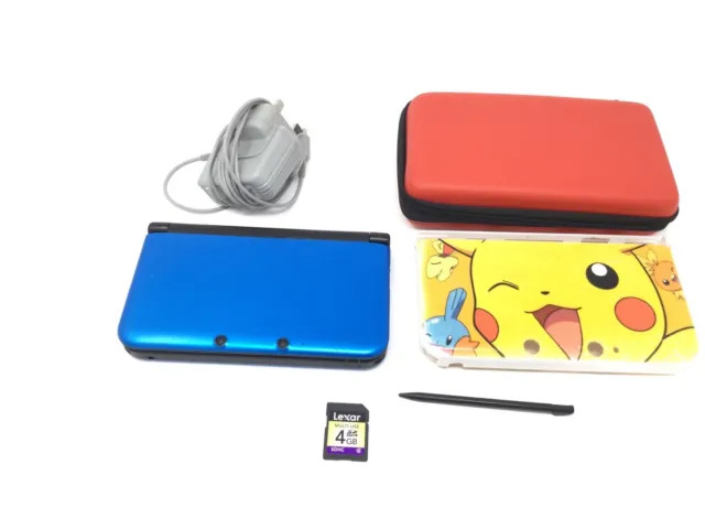 Nintendo 3DS XL Blue Handheld Console With Charger SD Card (Read Description)