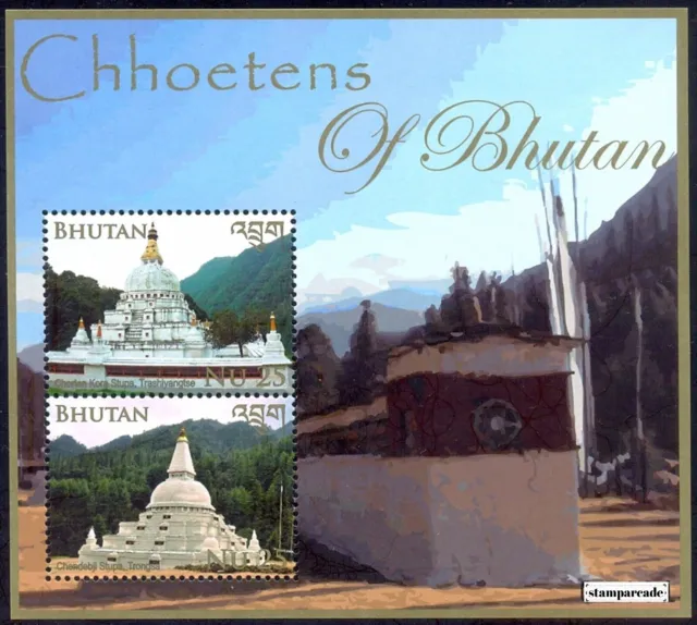 Bhutan 2014 Chhoetens Buddha Buddhism Religion Temple Miniature sheet