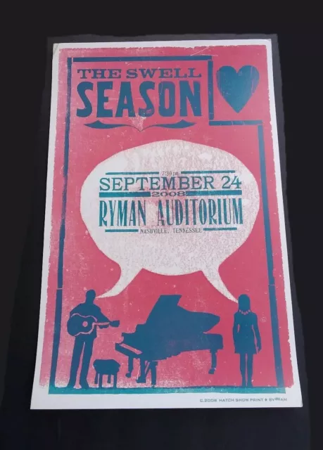 The SWELL SEASON Hatch Show Print RYMAN Nashville 2008 Original Concert Poster The SWELL SEASON Hatch Show Print RYMAN Nashville 2008 Original Concert Poster