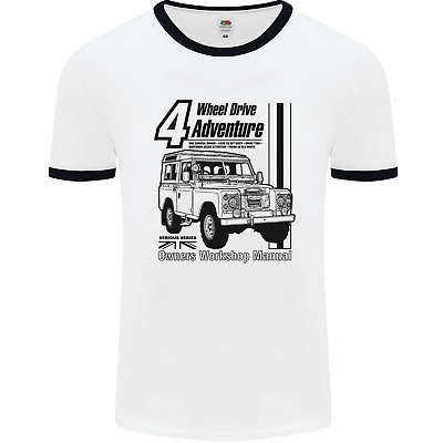 4 Wheel Drive Adventure 4X4 Off Road Mens White Ringer T-Shirt
