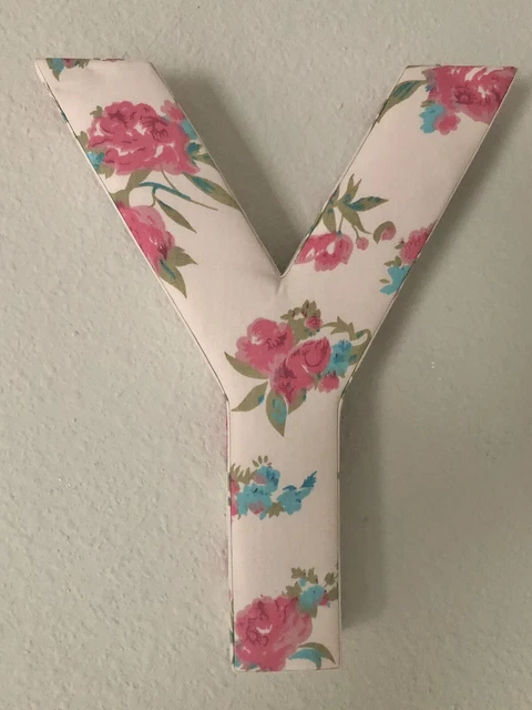 Fabric Covered Wall Letter - Pink Floral- Letter Y