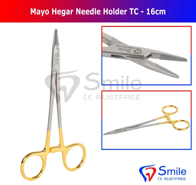 TC Mayo Hegar Needle Holder Forcep 16CM Dental Surgical Instrument Smile Dentale