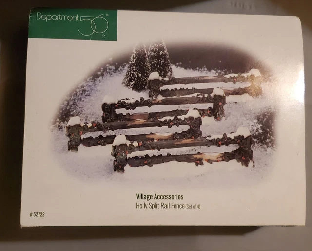 Dept 56 Alpine Village Village Accessories Holly Split Rail Fence 4 pc original