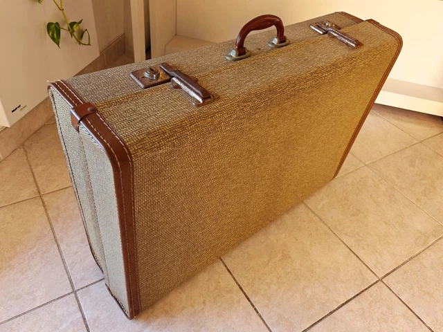 Valise Vintage Cheney – Cuir Marron – Bagage Rétro Pour Voyage Ou Décoration
