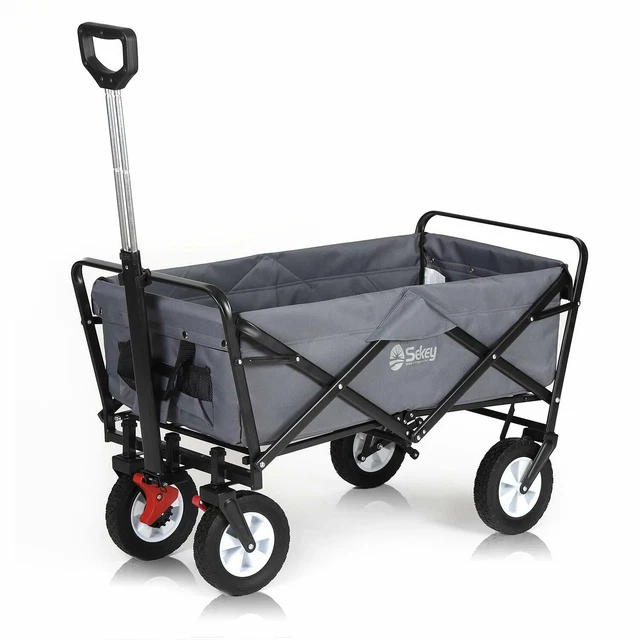 Toby Wagons Chariot à Roulettes Tout Terrain - Chariot Plage Jardin Enfant 100kg Rouge - Grosses Roues