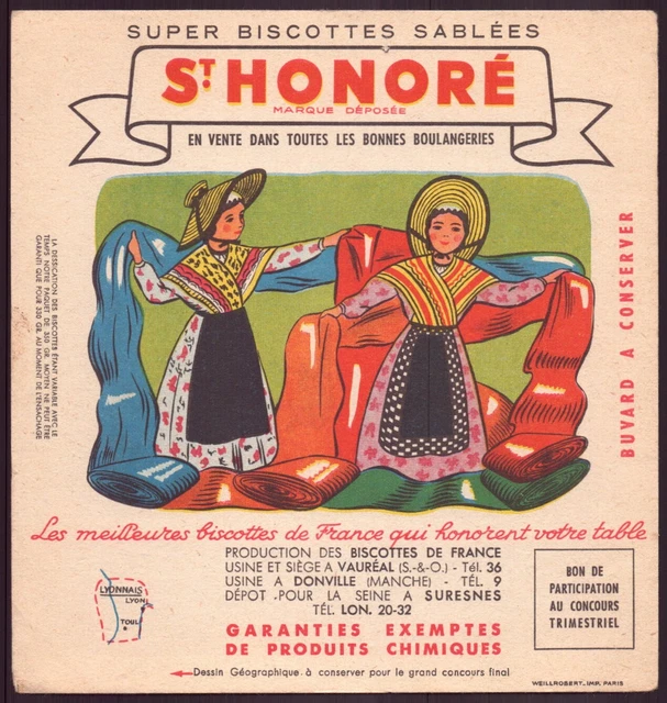 Buvard  Super biscottes sablées " St-Honoré " ( pliures, rousseurs )