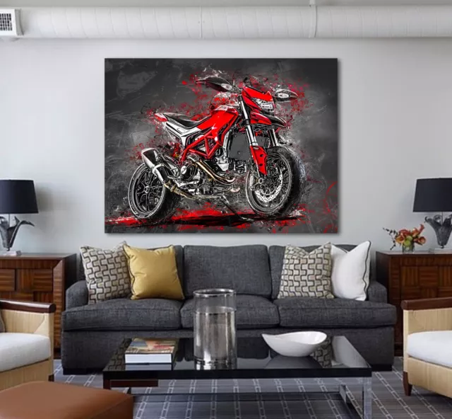 Leinwand Bild Ducati Hypermotard Abstrakt Poster Motorrad Kunstdruck Canvas Deko