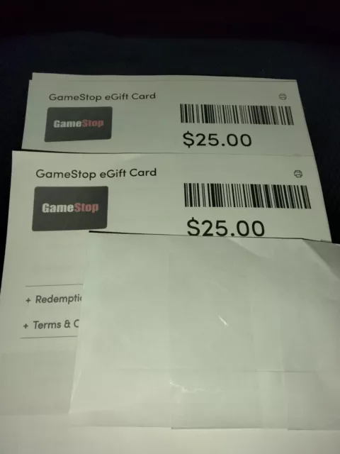 GameStop Gift Card $50 E Gift Card (2 $25 Cards)