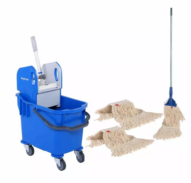 Floor Cleaning Kit For Household & Commercial Use - 25L Ergo Bucket With Mops