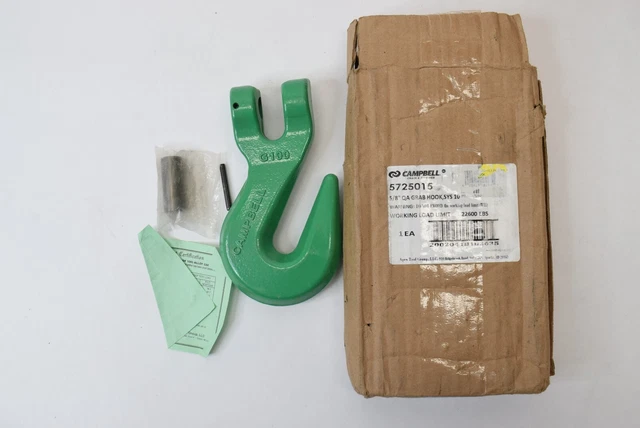 Campbell Chain 5725015 5/8" Green Clevis Grab Hook SYS 10 22600 LBS