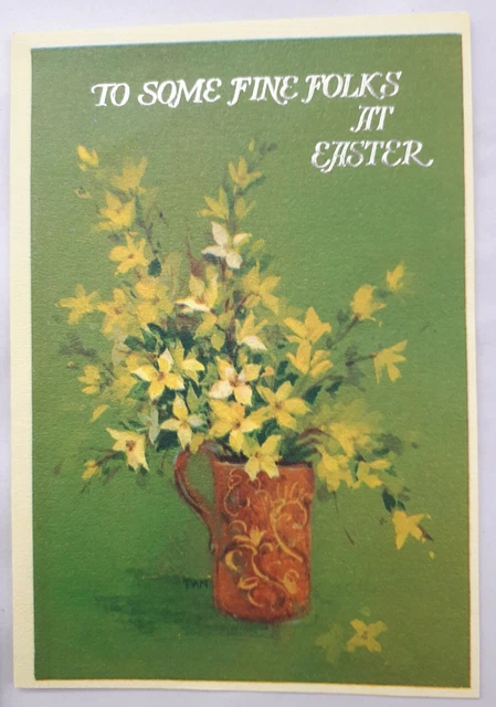 6 x Vintage 1950s/ 1960s (Used) EASTER Greetings Cards. FLOWERS Graphics/ Crafts 6