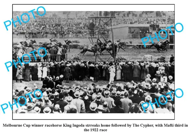 Old Large Photo 1922 Melbourne Cup King Ingoda Winning Post