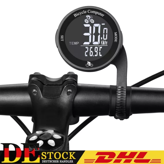 Fahrradcomputer Tachometer Digital LCD Funk Fahrrad Kilometerzähler Wasserdicht