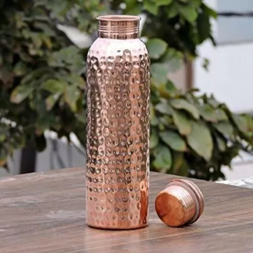 Hammered Pure Copper Water Bottle 950ml (32oz) / Pure Copper Flask