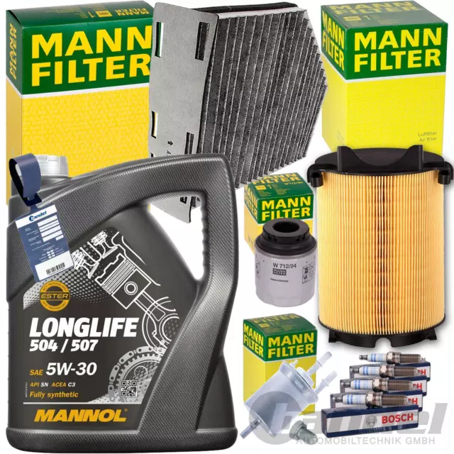 MANN FILTERSET+BOSCH ZÜNDKERZEN für 1.2+1.4 TSI TFSI AUDI A3 8P VW GOLF 6 TOURAN