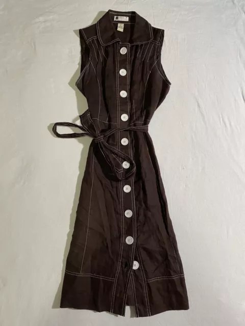 Carole Little Women’s Brown Dress Size 4 Fully Lined Sleeveless Button