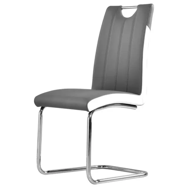 Best Master Bono Faux Leather Modern Dining Side Chair in Gray/White (Set of 2)